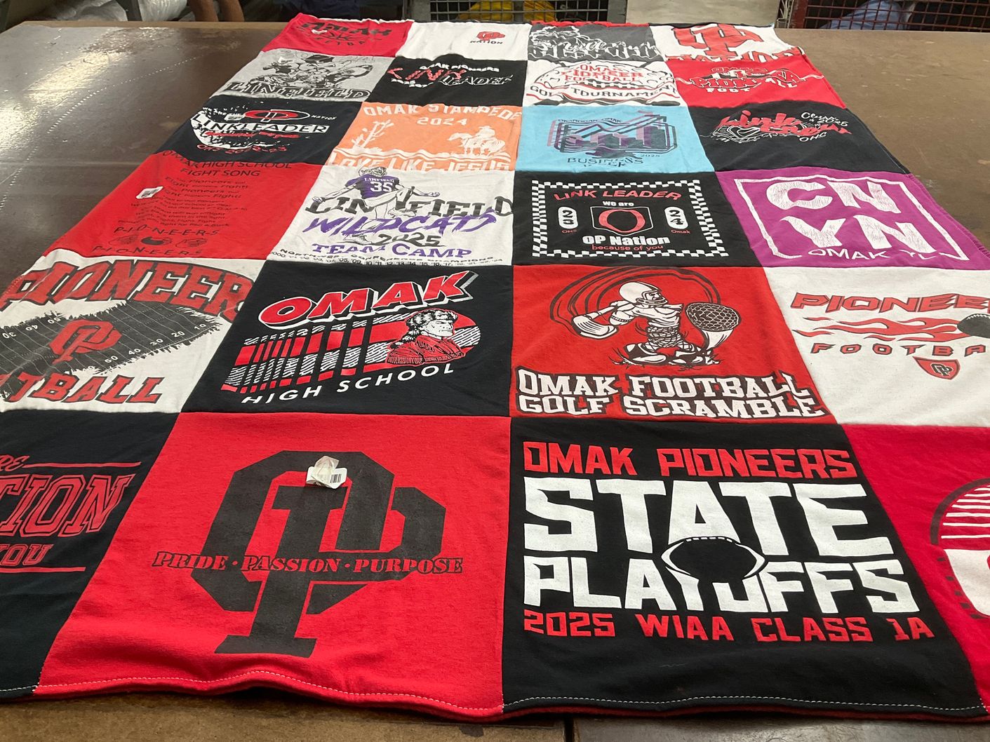 T-shirt quilt featuring omak pioneers football by Elizabeth from WA