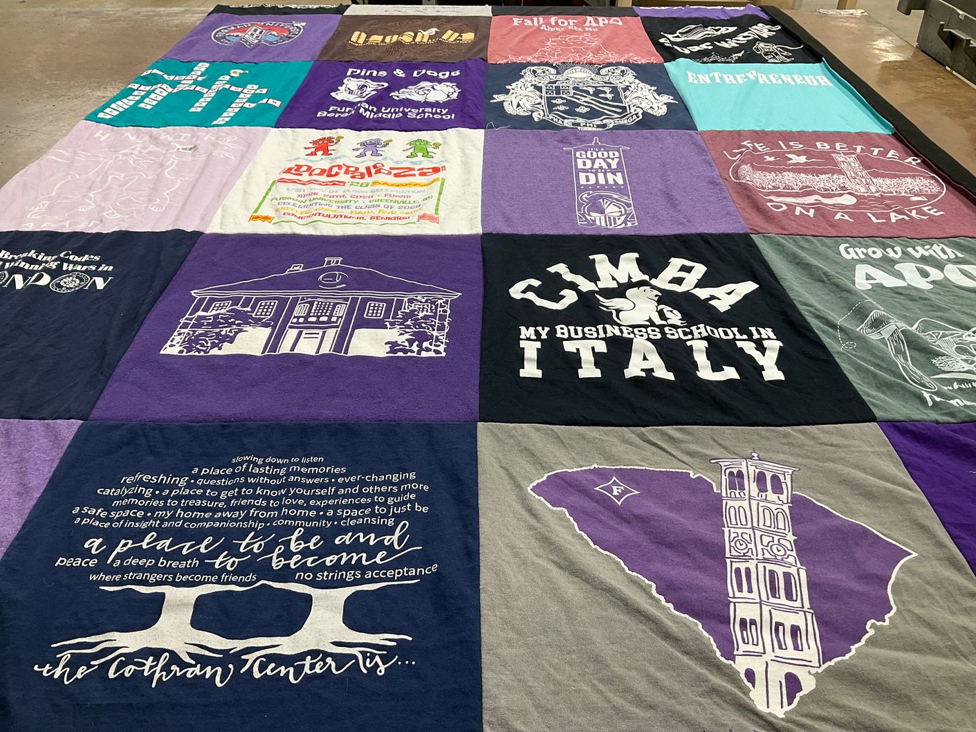 T-shirt quilt from purdue university, burlington middle school by Luisa from SC