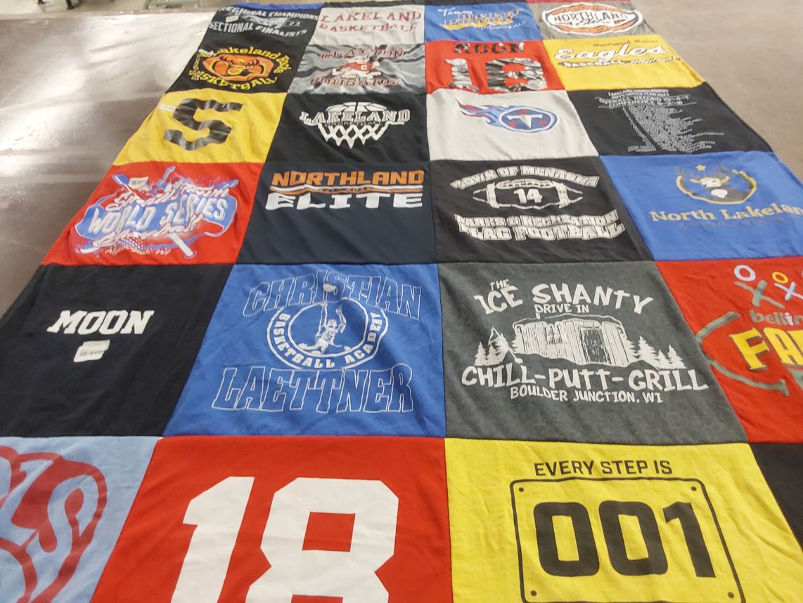T-shirt quilt featuring lakeland basketball, northland elite by Kari from WI