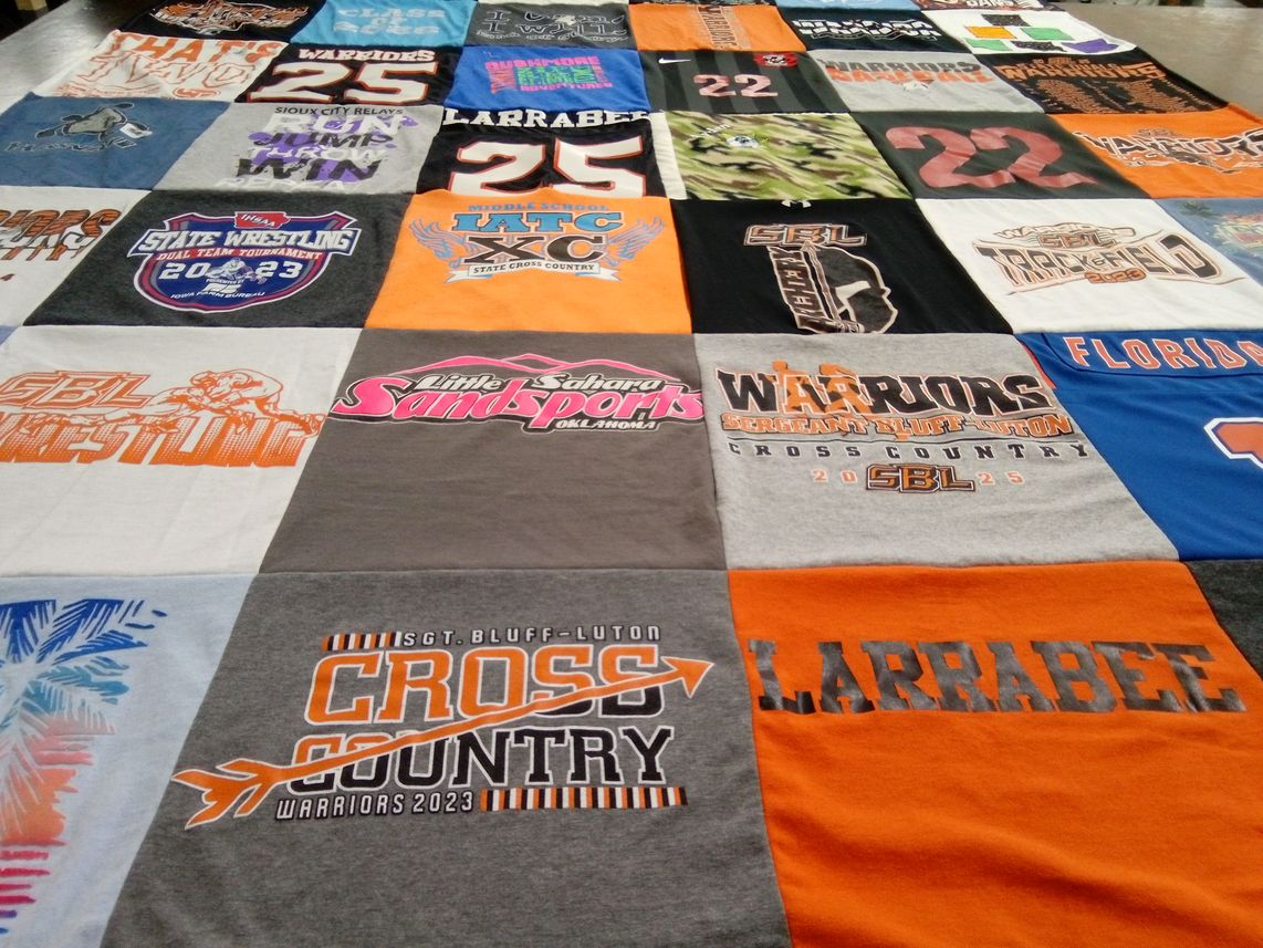 T-shirt quilt featuring warriors by Amelia from IA