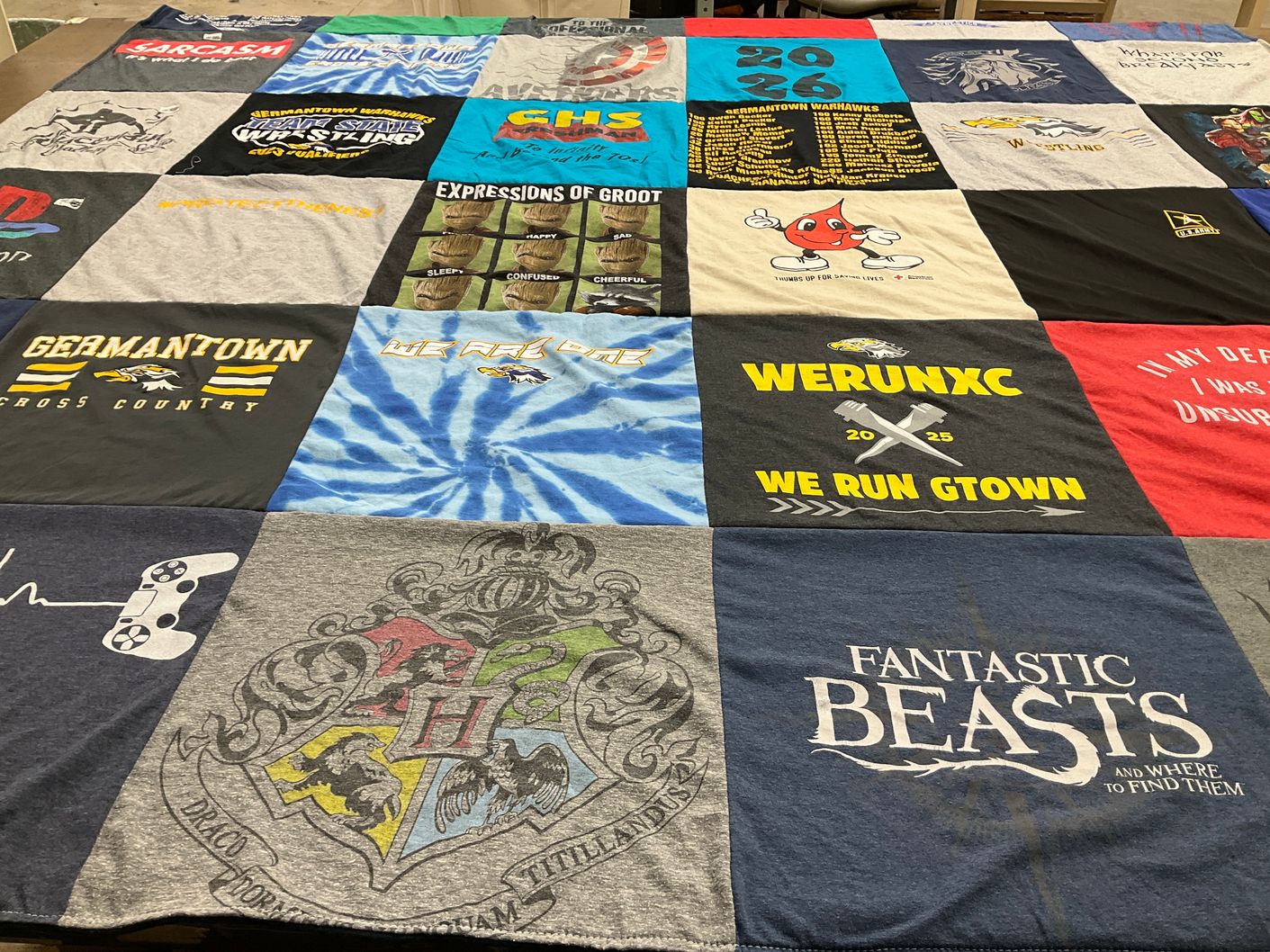 T-shirt quilt featuring germantown warhawks by Stephanie from WI