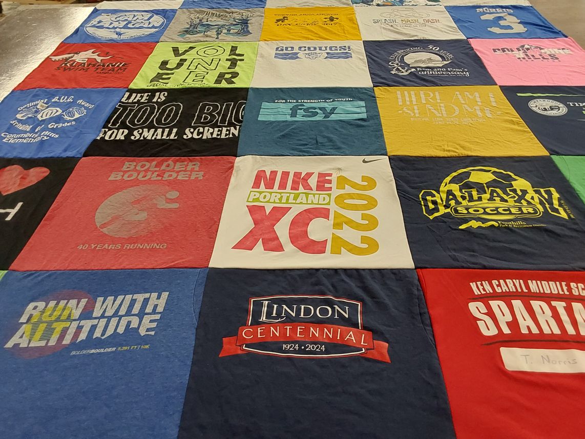 T-shirt quilt featuring galaxy soccer by Tiffany from UT