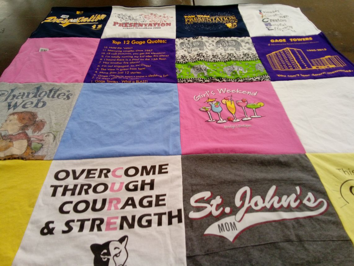 T-shirt quilt from st john's university by Jodi from MN