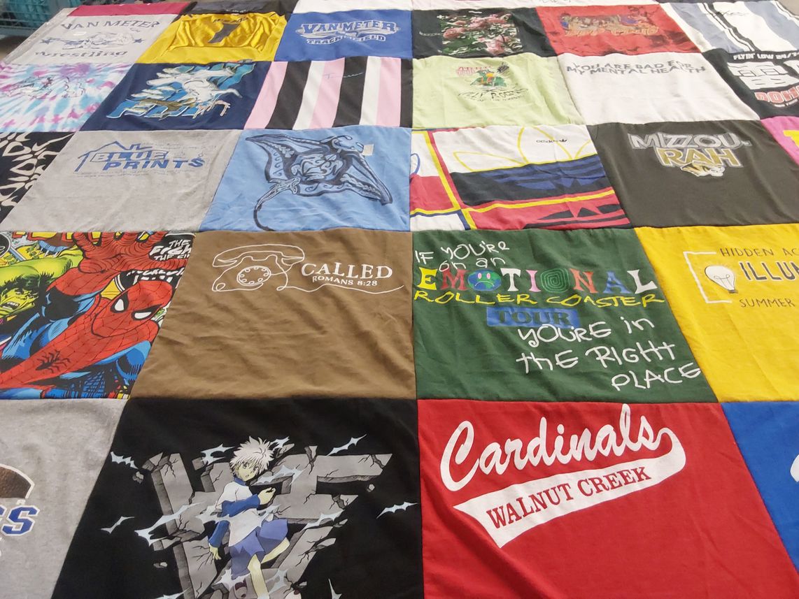 T-shirt quilt featuring van meter wrestling team, cardinals by Sheila from IA