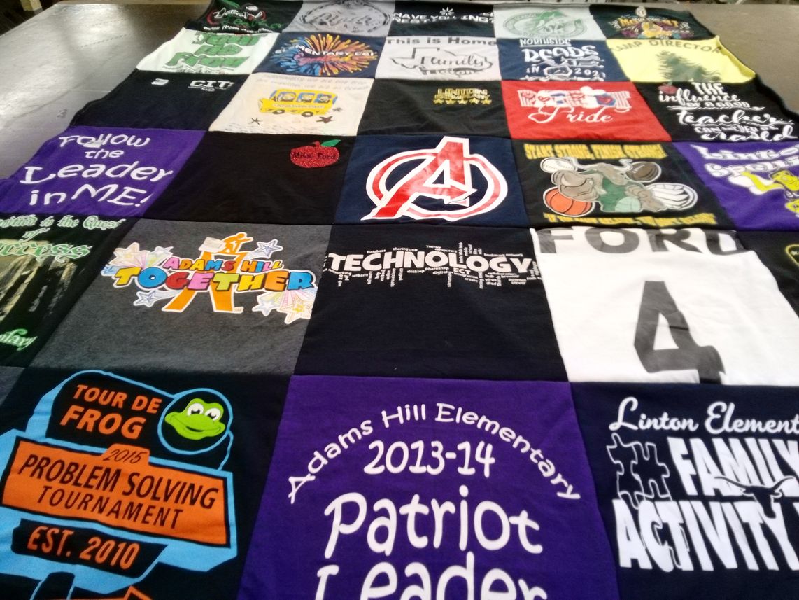 T-shirt quilt from adams hill elementary school, linton elementary school by Veda from TX
