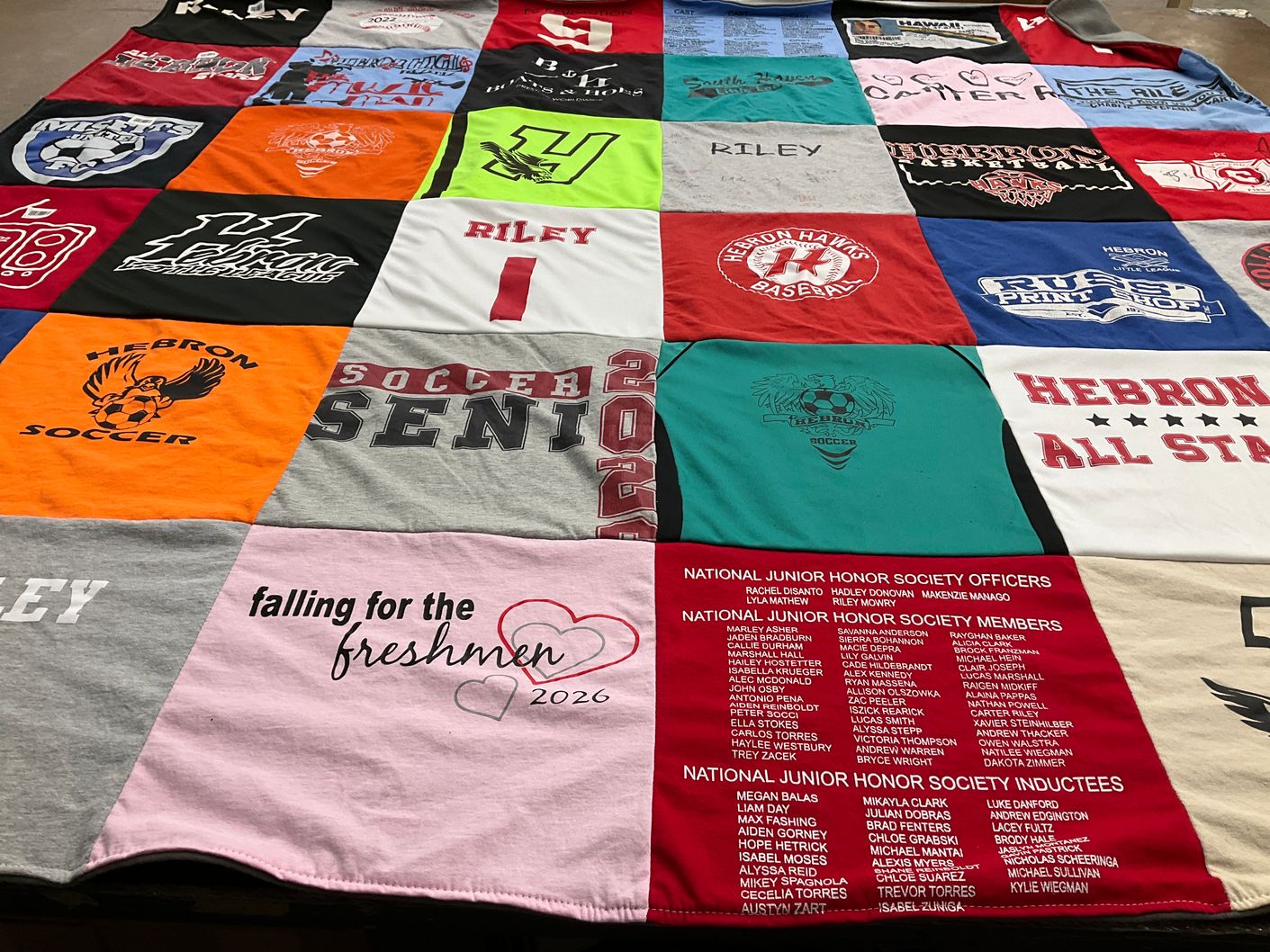 T-shirt quilt featuring hebron hawks soccer by Stefanie from IN