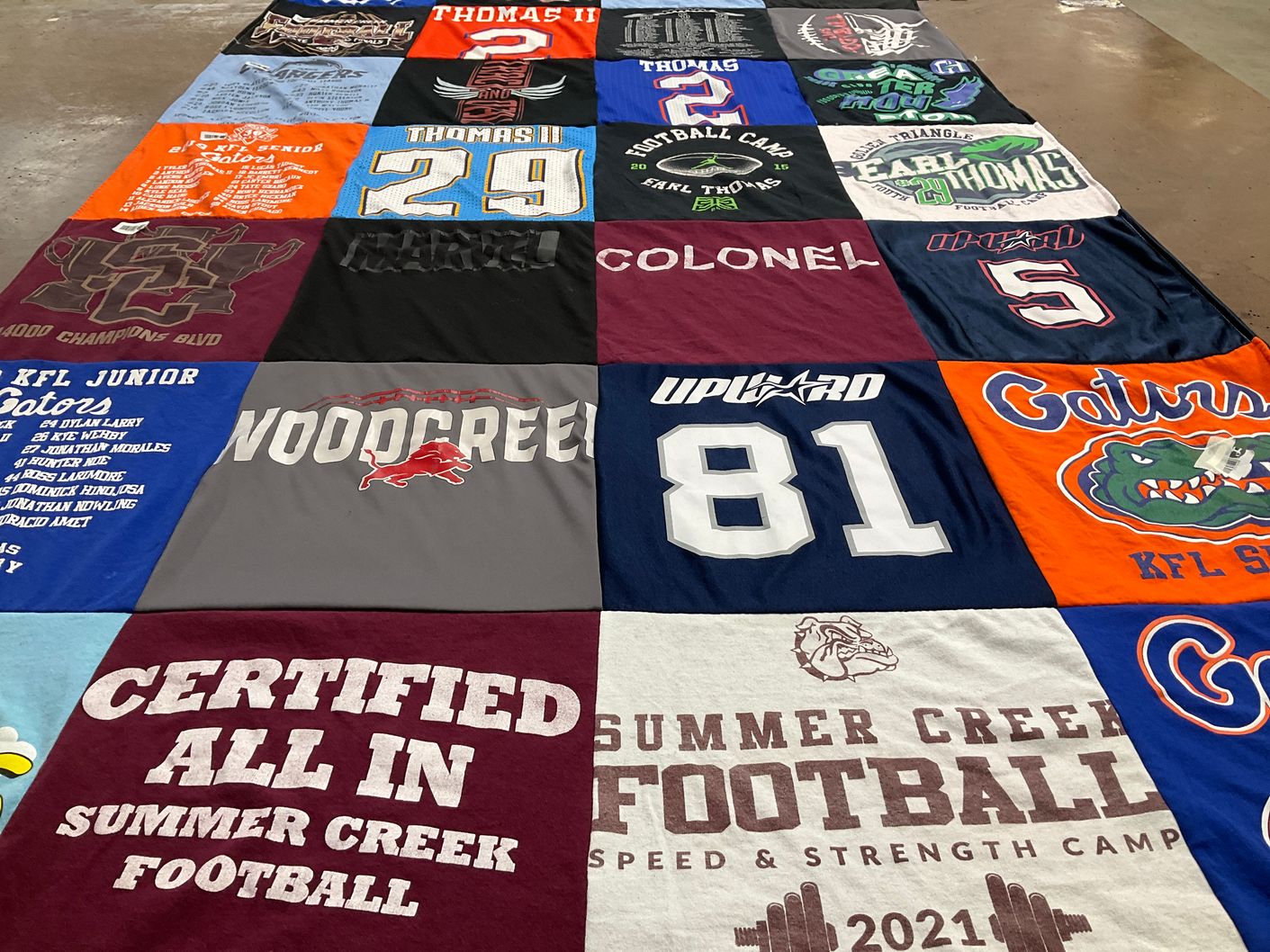 T-shirt quilt featuring woodcreek high school, gators by Qiana from TX