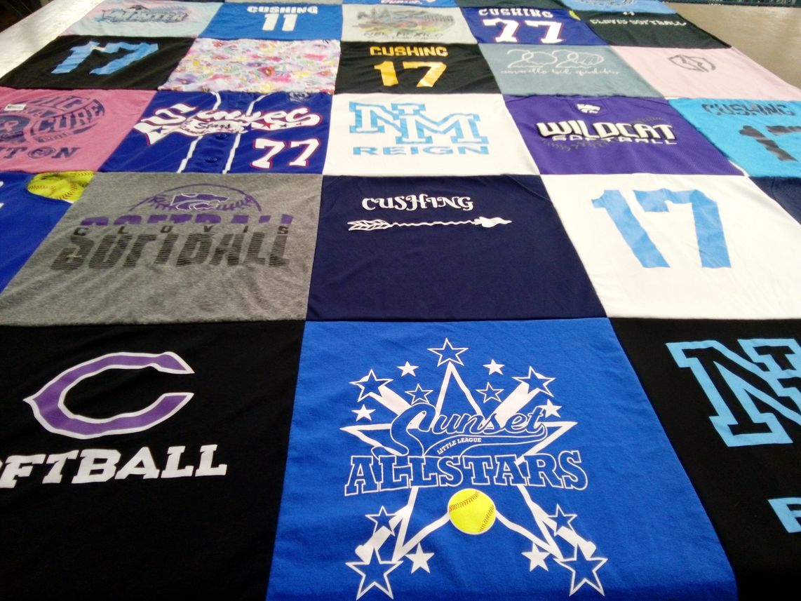 T-shirt quilt featuring cushing softball by Ashlee from NM