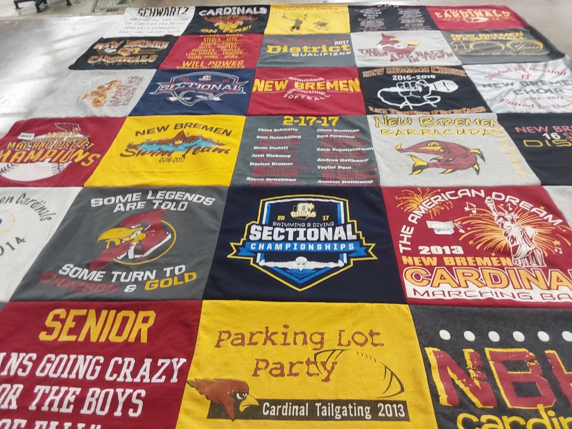 T-shirt quilt featuring new bremen cardinals by MARK from OH