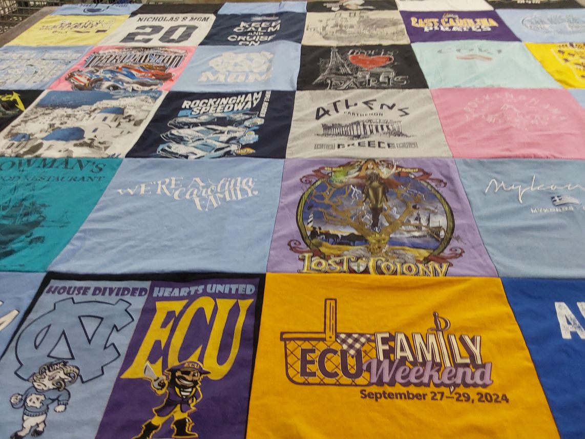 T-shirt quilt from east carolina university, university of north carolina by Tammy from NC
