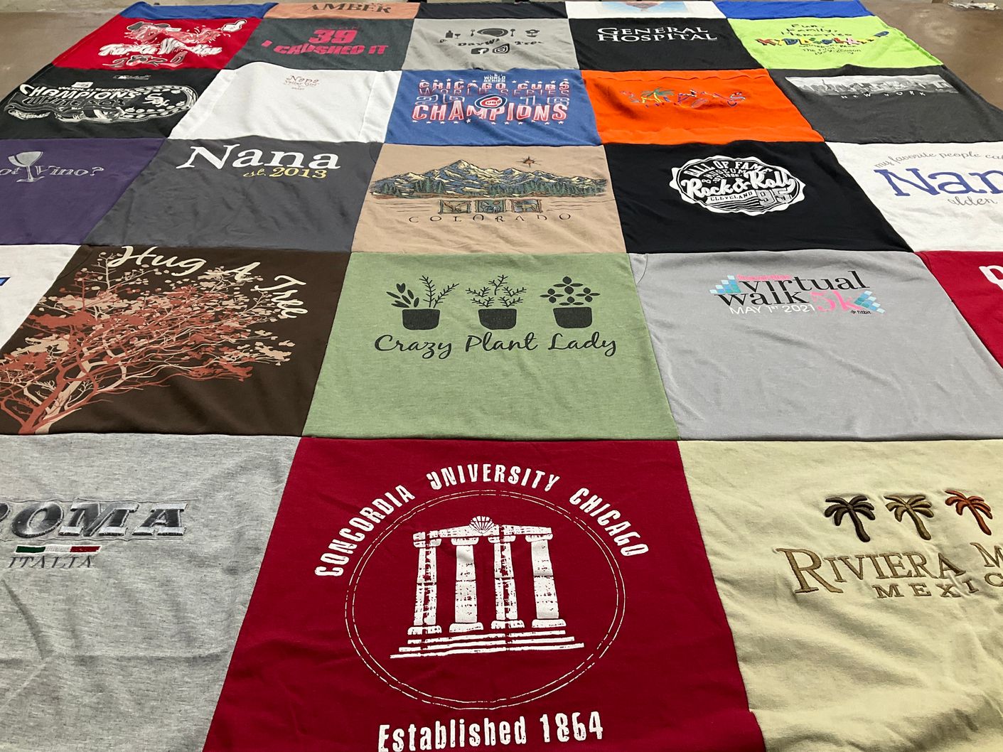 T-shirt quilt from concordia university chicago by Theresa from IL