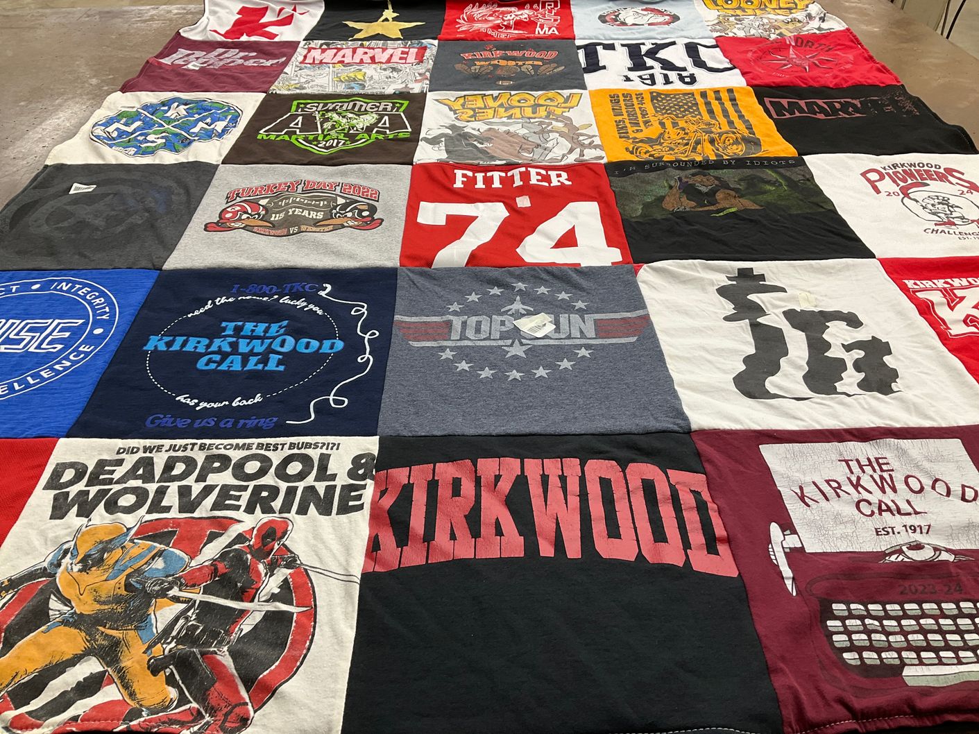 T-shirt quilt featuring kirkwood pioneers by Jodi from MO