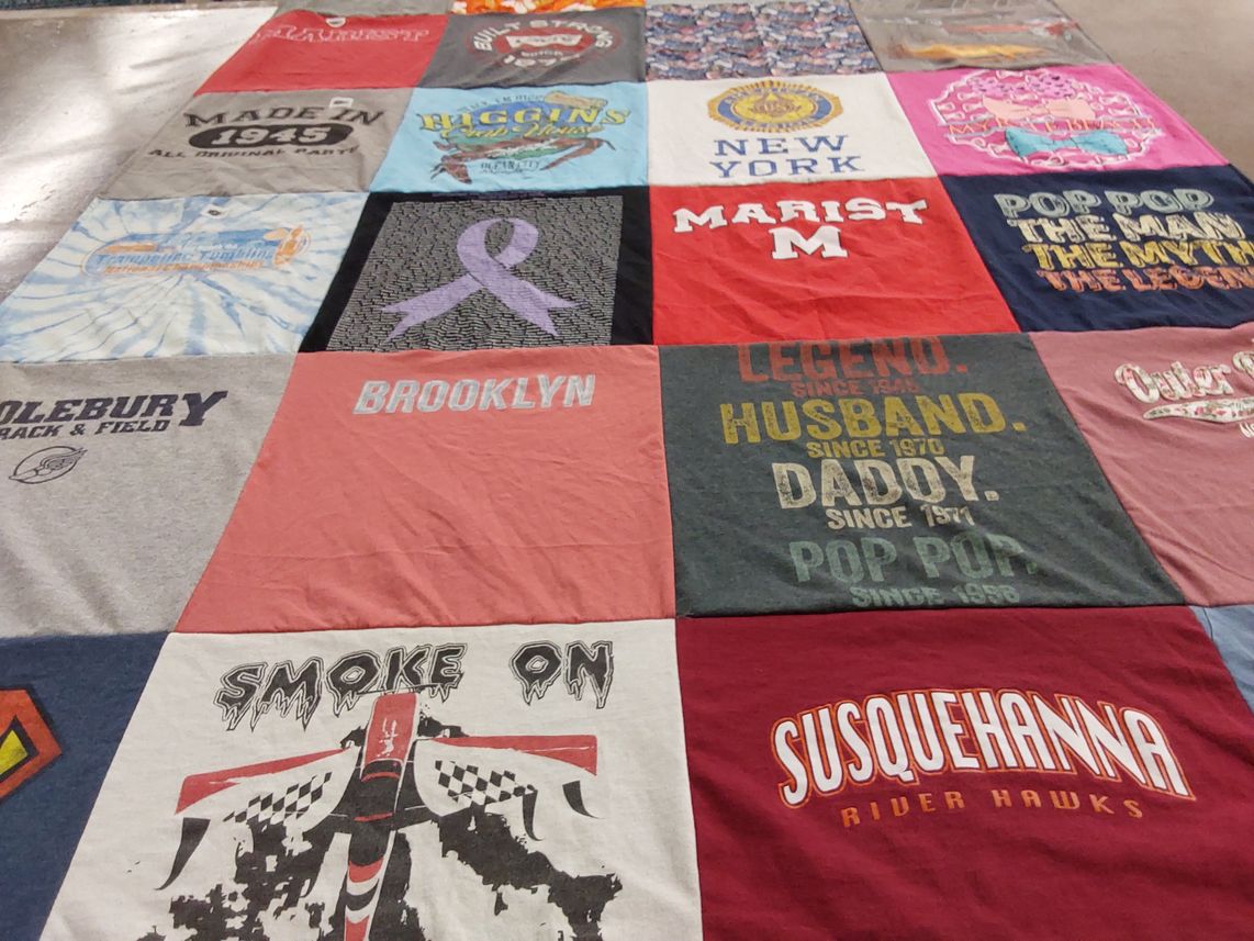 T-shirt quilt featuring susquehanna river hawks by Terri from PA