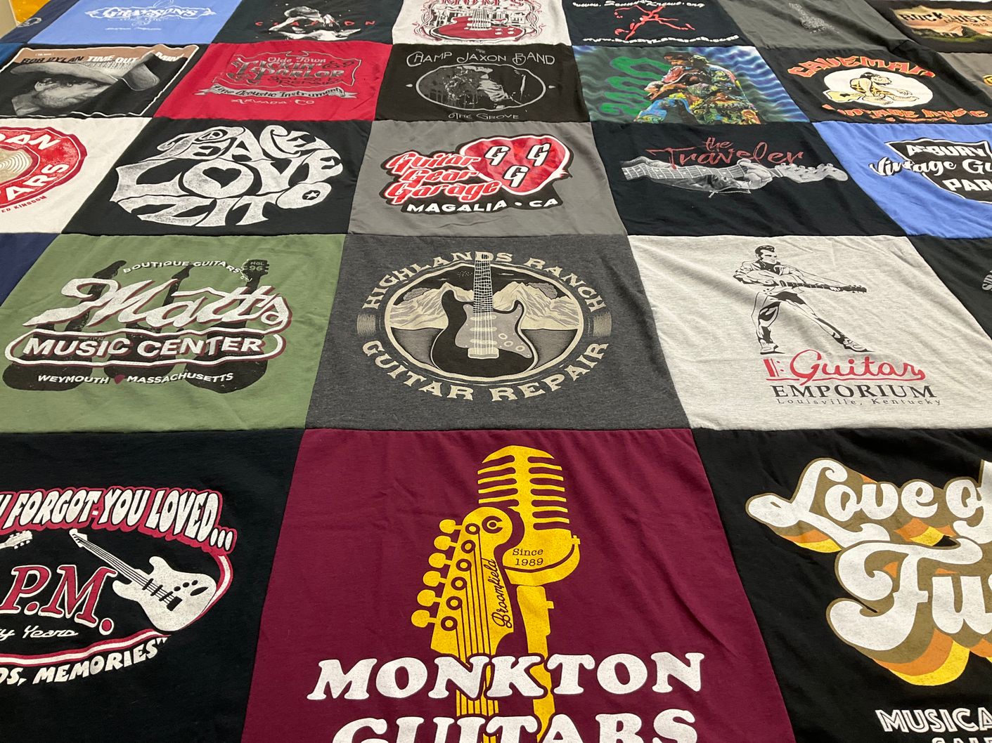 T-shirt quilt with music, guitars themes by Bonnielee from FL
