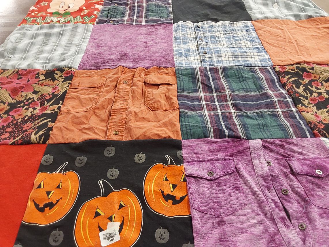 T-shirt quilt with seasons, autumn themes by ANGELA from TX