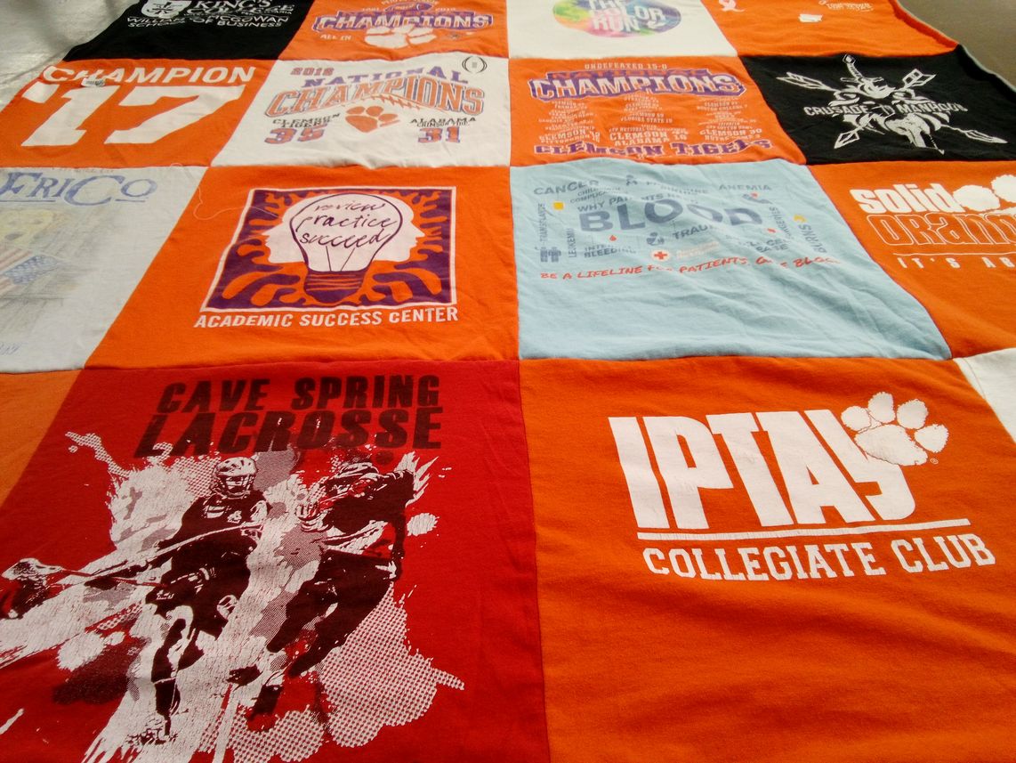 T-shirt quilt featuring clemson university by Lisa from NC