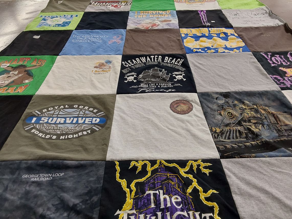 T-shirt quilt from the university of kansas cancer center by Trina from MO