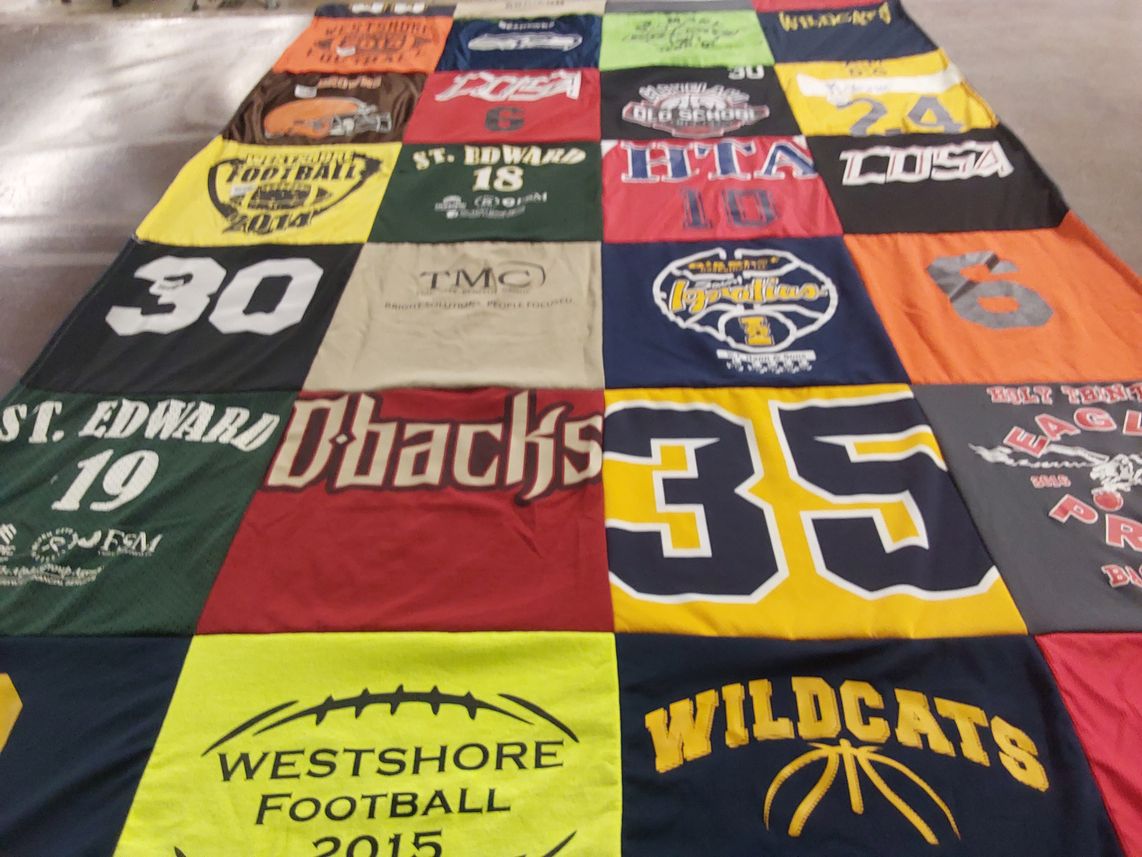 T-shirt quilt featuring westshore football, wildcats basketball by Patricia from OH