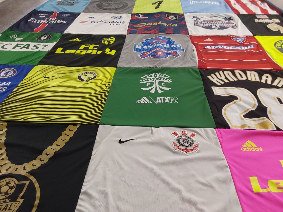 T-shirt quilt featuring austin fc, chelsea football club by Brian from TX
