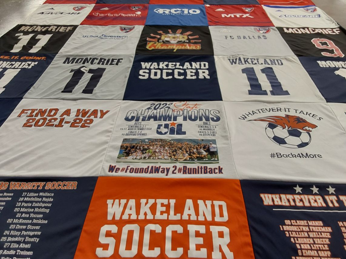 T-shirt quilt featuring wakeland soccer team by Brian from TX