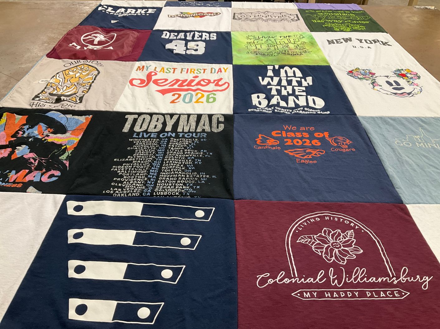 T-shirt quilt with music, history themes by Nicole from VA