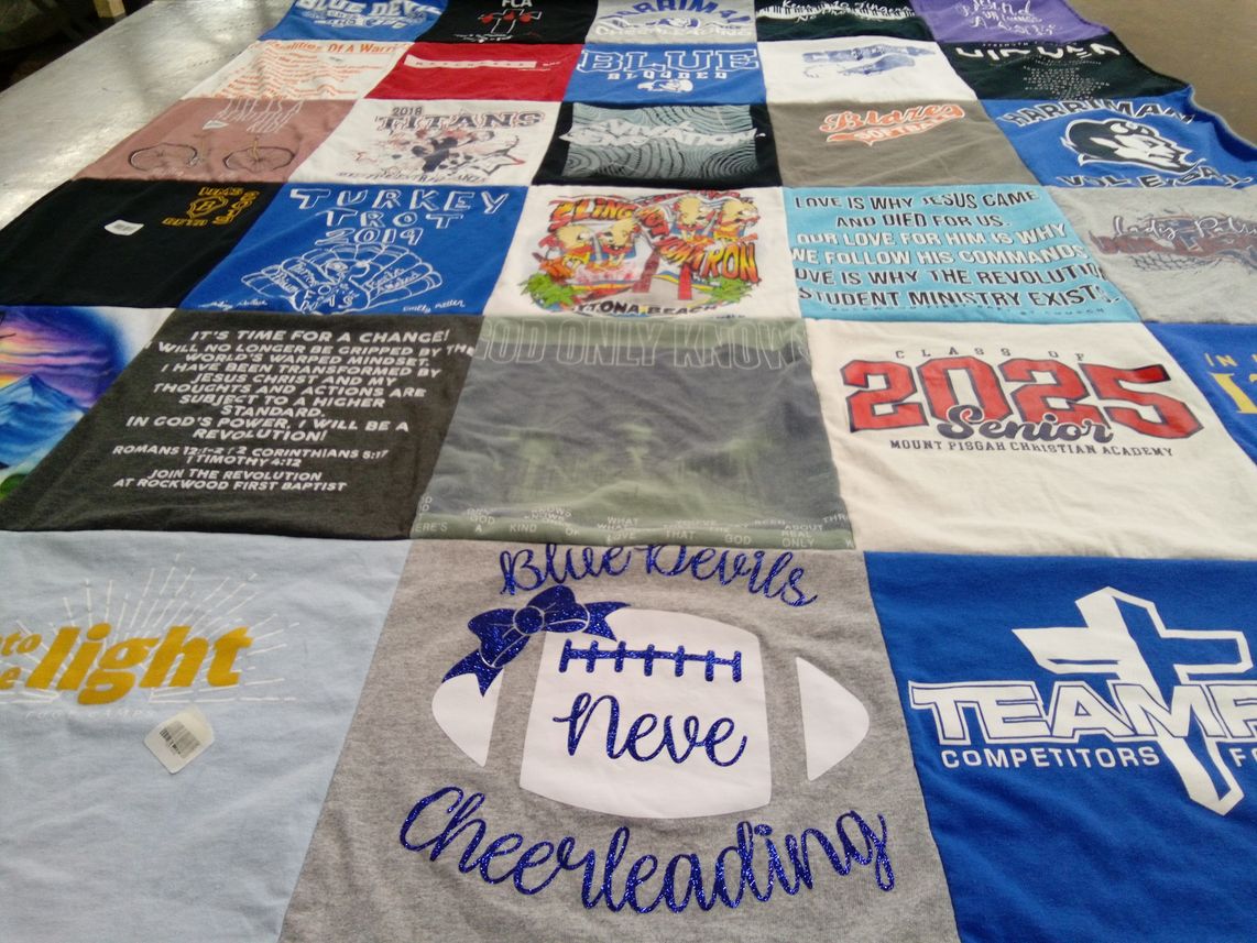 T-shirt quilt featuring blue devils by Neve from TN