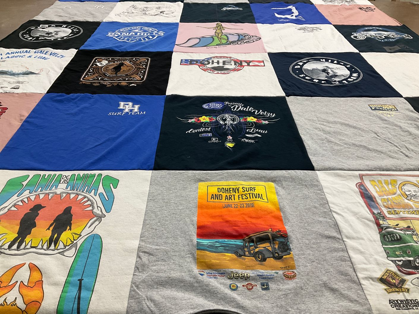 T-shirt quilt featuring dana hills surf team by Denise from CA