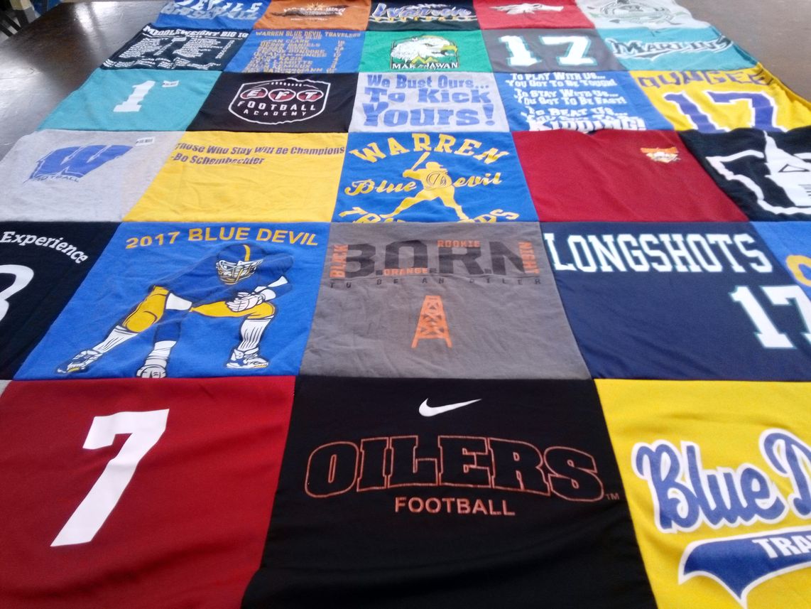 T-shirt quilt featuring warren blue devils by Regina from VA