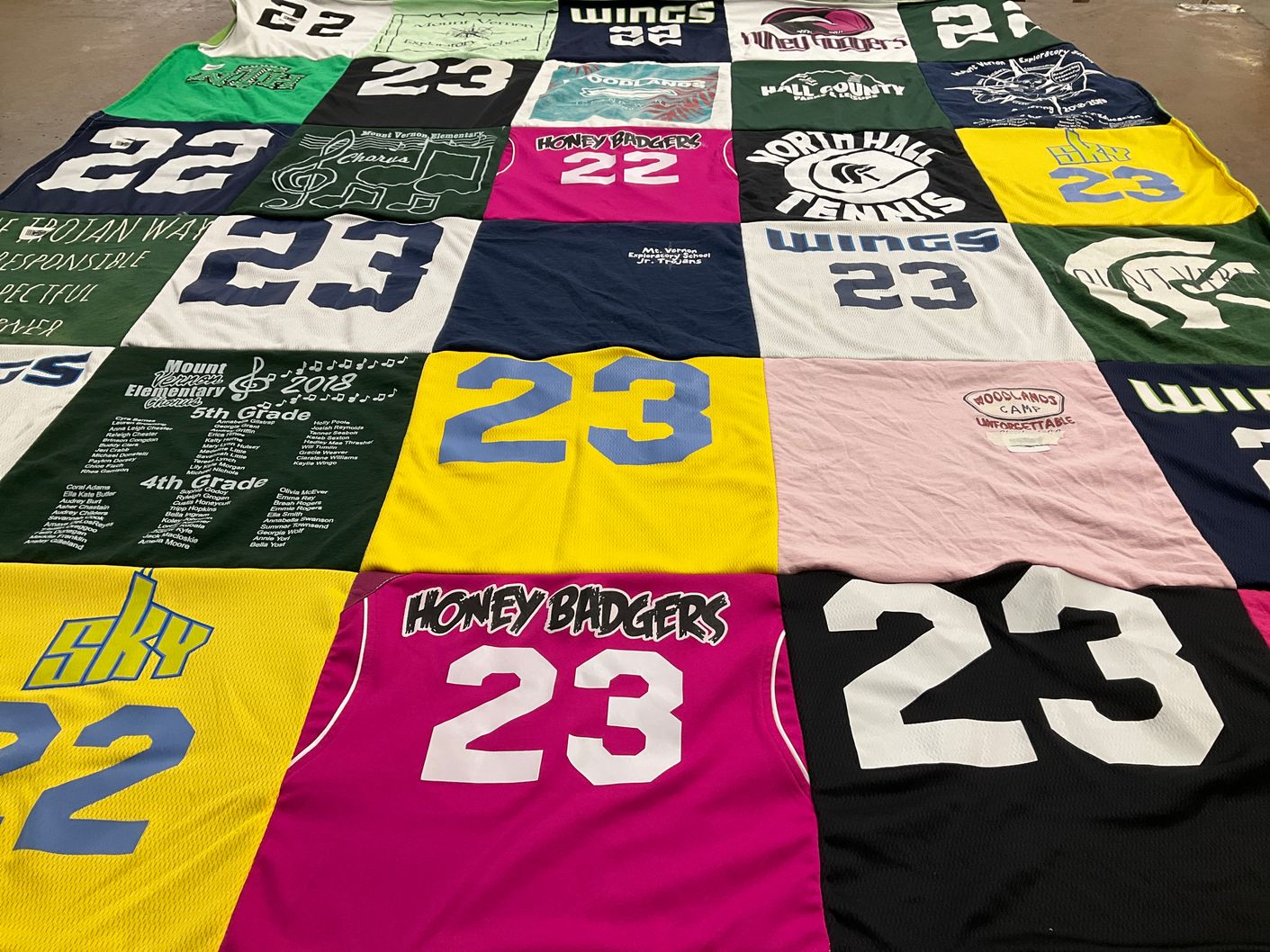 T-shirt quilt from mount tabor elementary school by Jennifer from GA