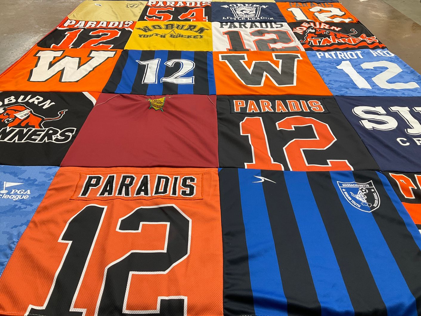 T-shirt quilt featuring auburn runners by Kim from MA
