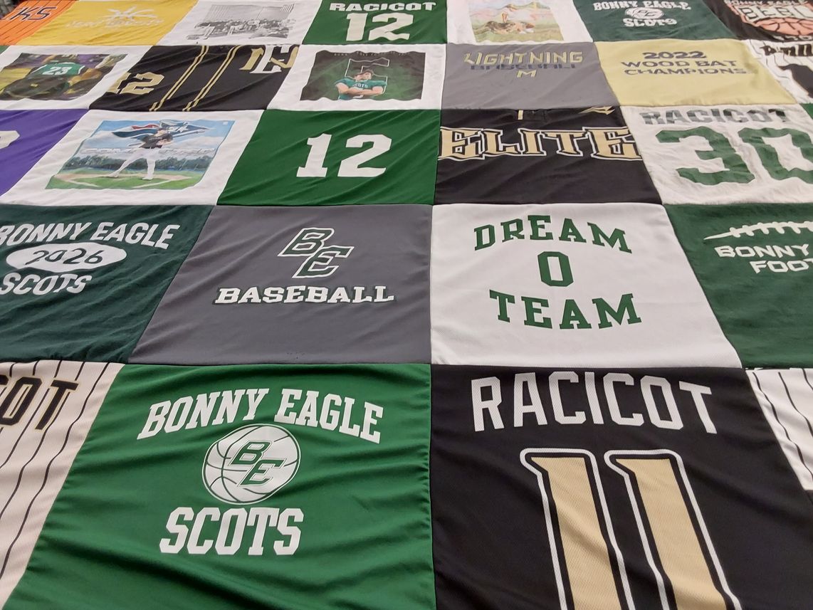 T-shirt quilt featuring bonny eagle scots by Jaclynn from ME