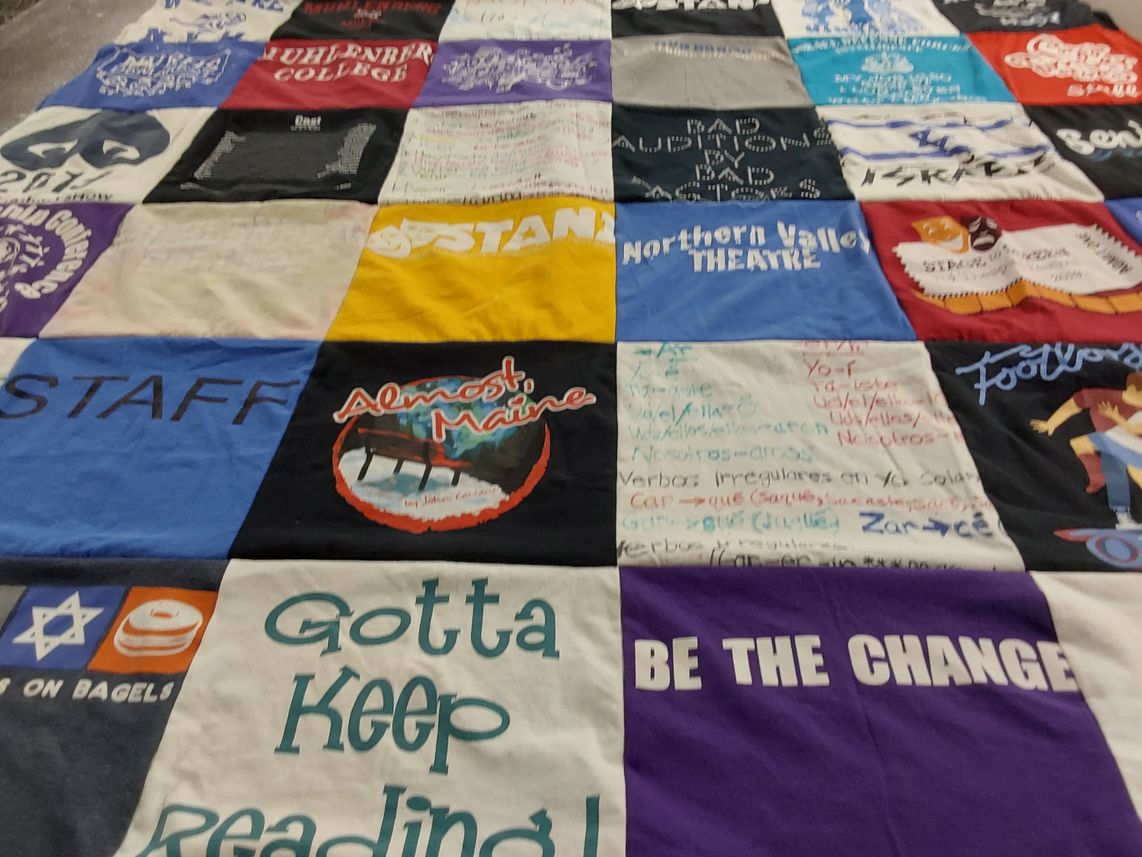 T-shirt quilt from muhlenberg college by Zehava from NJ