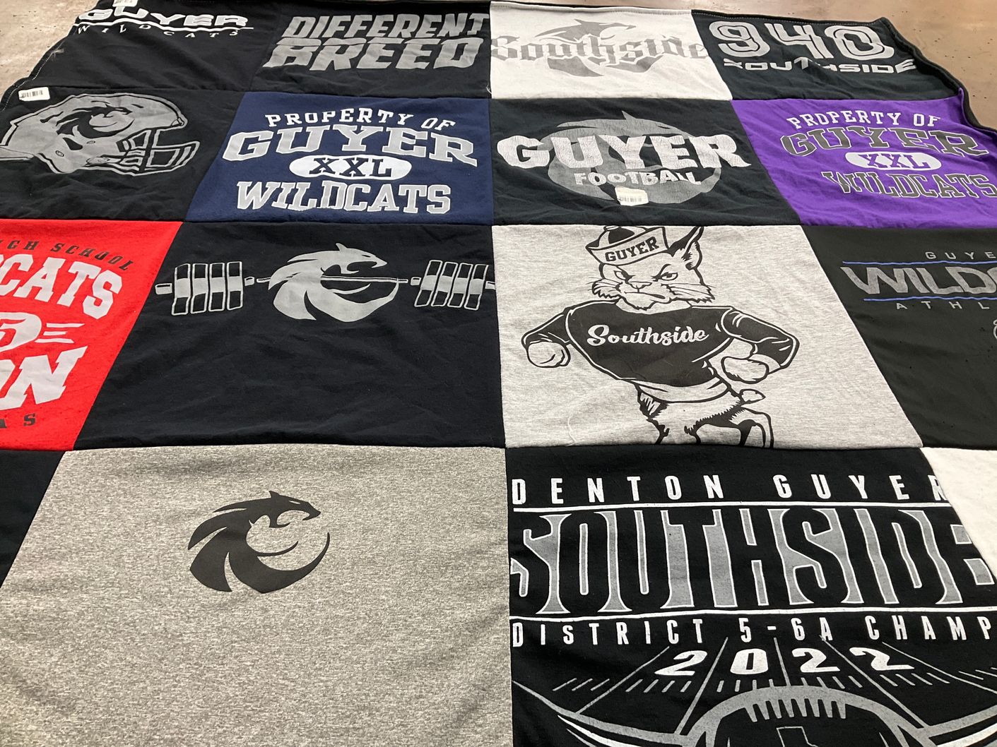 T-shirt quilt featuring guyer wildcats by Lucia from TX