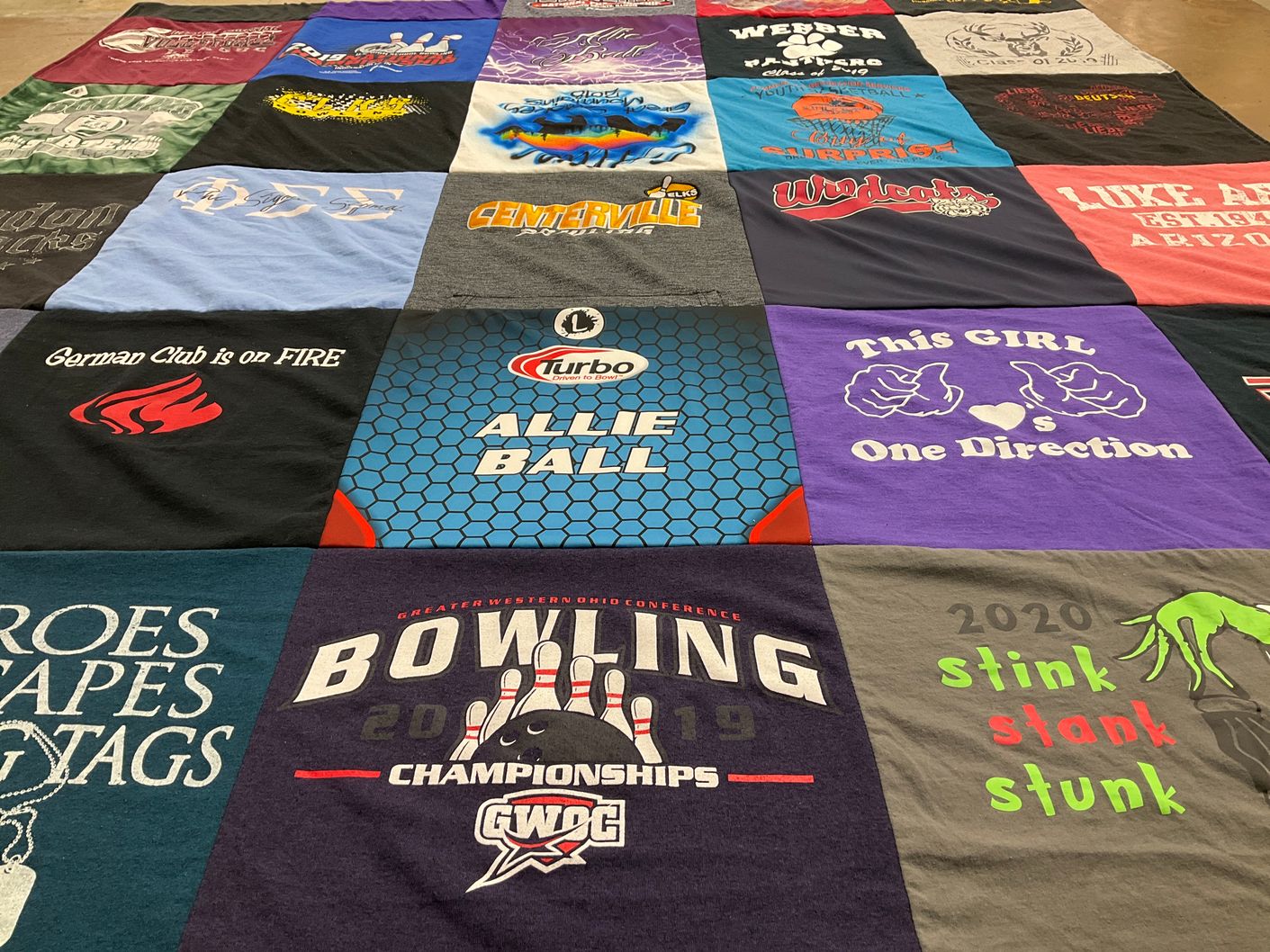 T-shirt quilt featuring wildcats by Vicki from OH