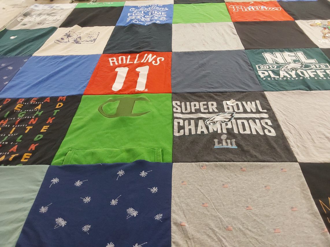T-shirt quilt featuring philadelphia eagles, philadelphia phillies by Teron from PA