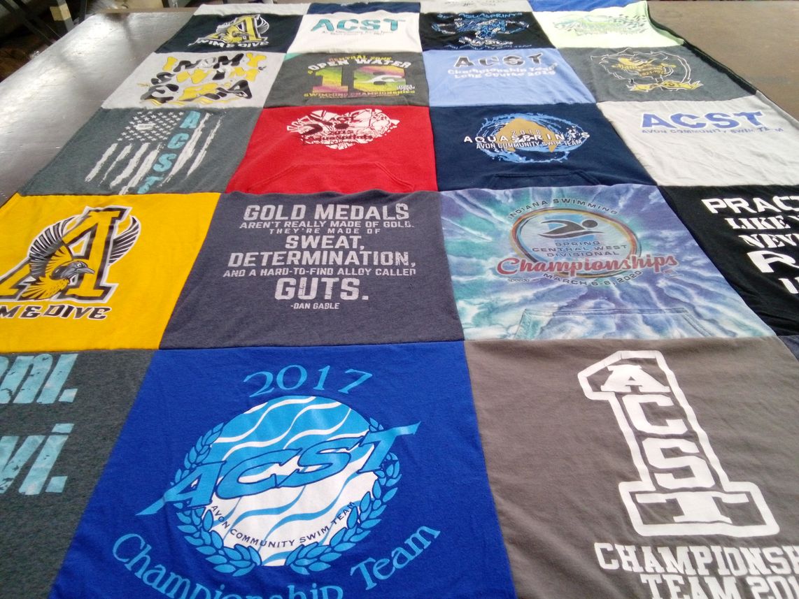 T-shirt quilt featuring avon community swim team by Jayda from IN