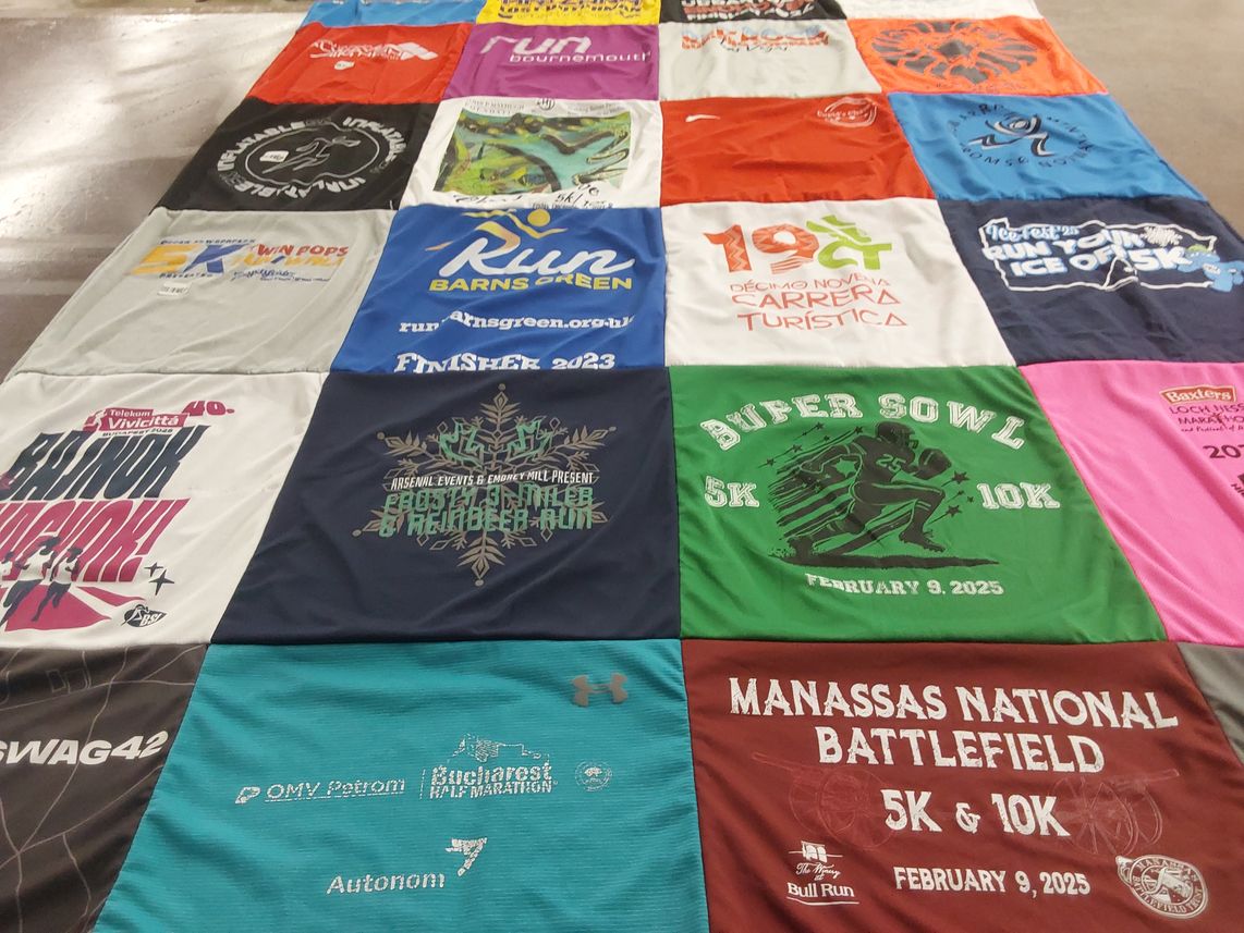 T-shirt quilt with running, marathons themes by George from FL