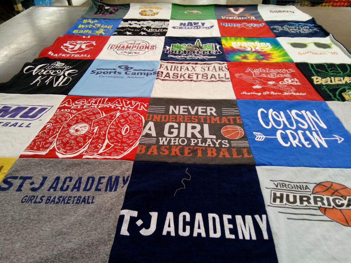 T-shirt quilt featuring fairfax stars basketball, virginia hurricanes by Jennifer from VA