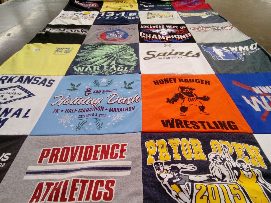T-shirt quilt from arkansas state university, providence college by Kristen from AR