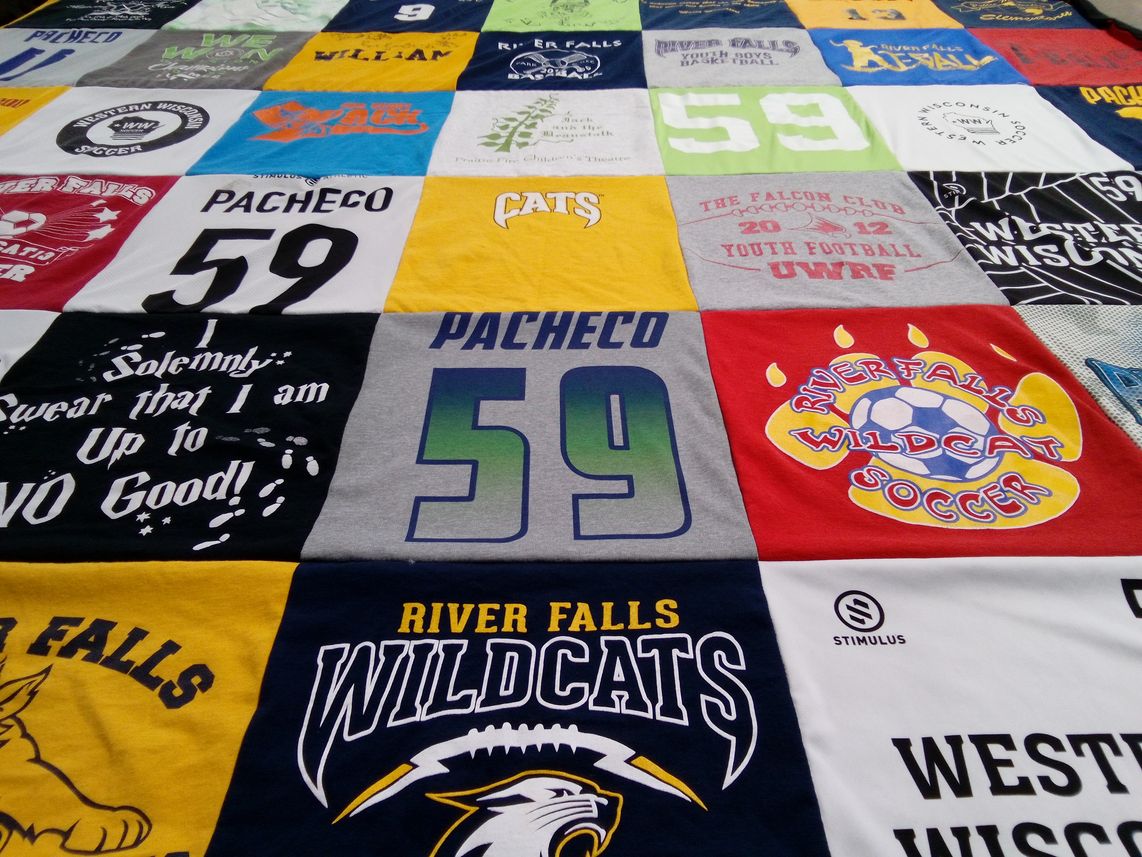 T-shirt quilt featuring river falls wildcats by Jessica from WI