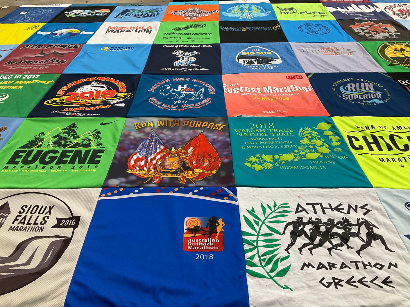 T-shirt quilt with running, marathons themes by Alan from KY