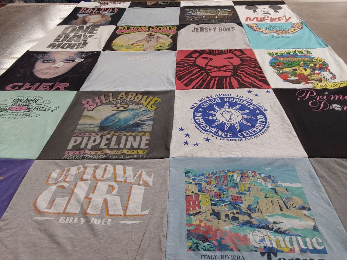 T-shirt quilt with music, theater themes by LaDonna from FL