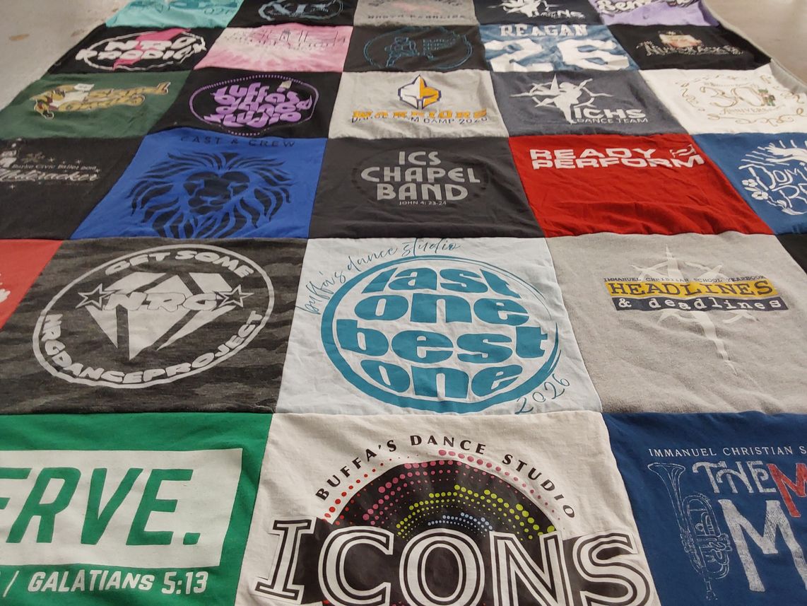 T-shirt quilt featuring ics dance team by Jennifer from VA