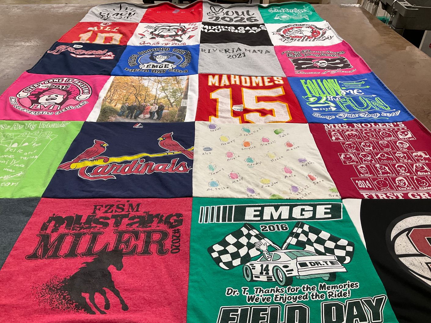 T-shirt quilt featuring cardinals by Tracy from MO