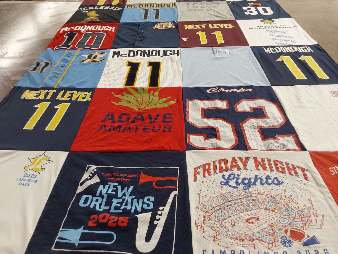 T-shirt quilt from mcdonough school, campolindo high school by Amy from CA