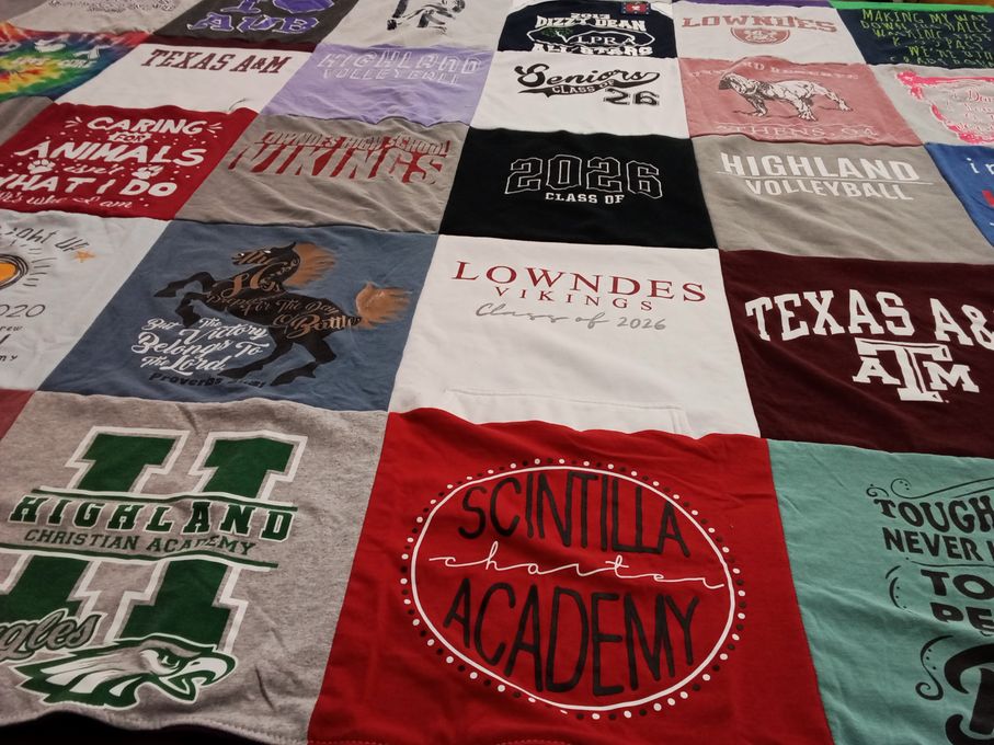 T-shirt quilt featuring lowndes vikings volleyball by Lindsay from GA