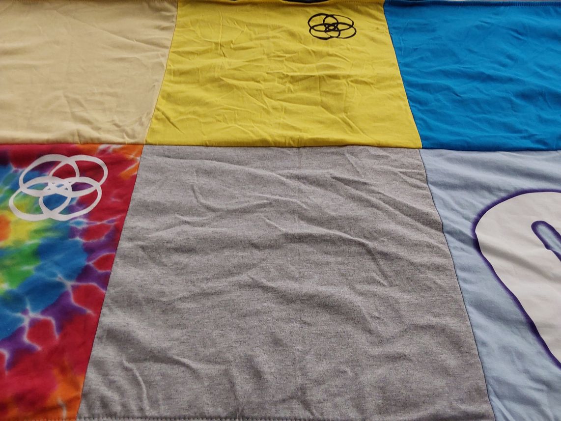 T-shirt quilt with sports themes by Briar Hall from IL