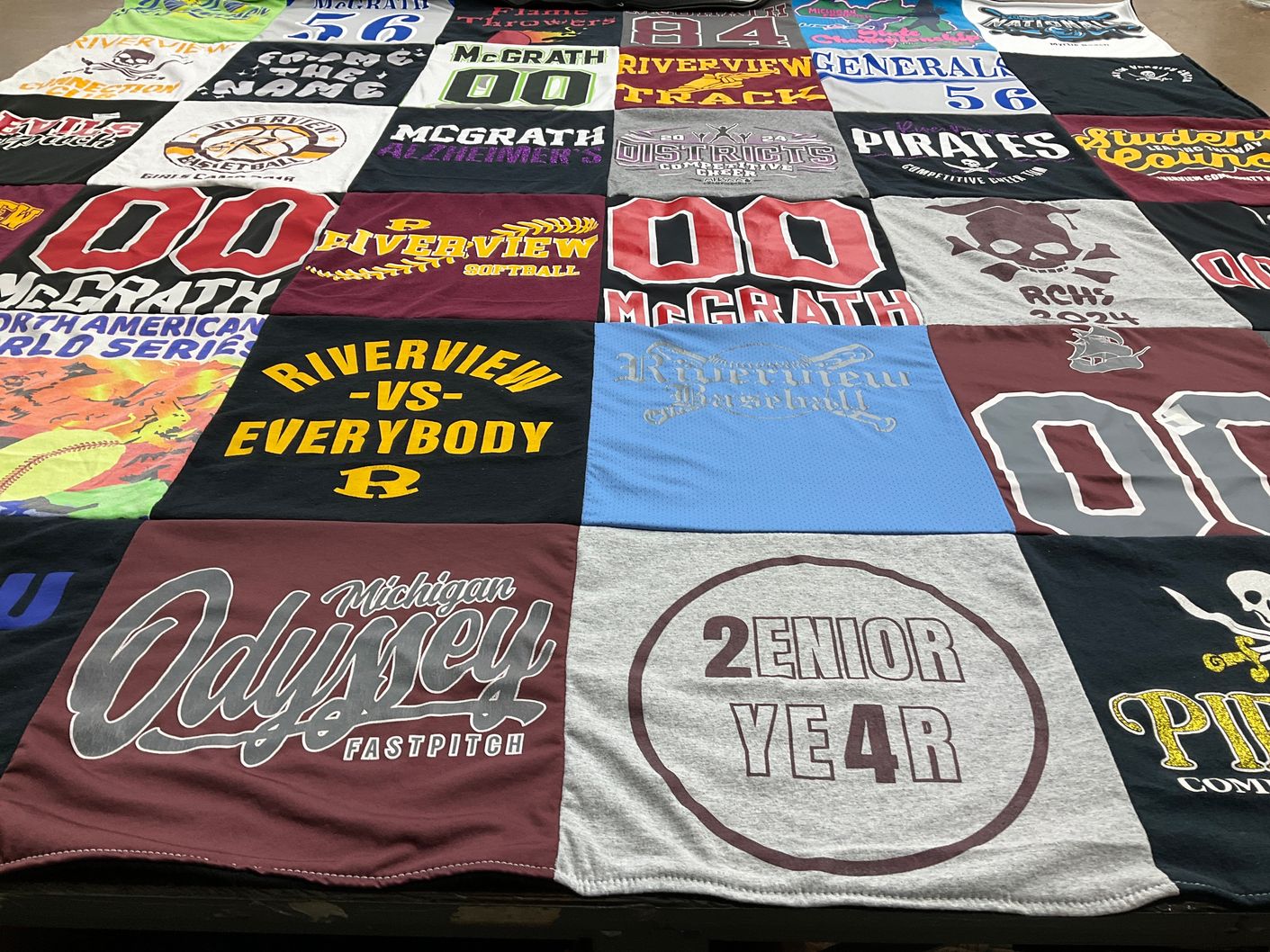T-shirt quilt featuring riverview high school softball by Melinda from MI
