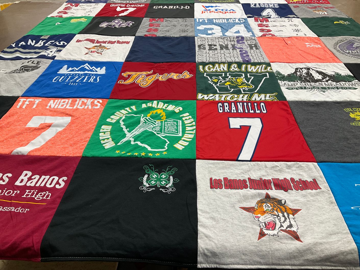 T-shirt quilt from los banos junior high school by Katrina from NM