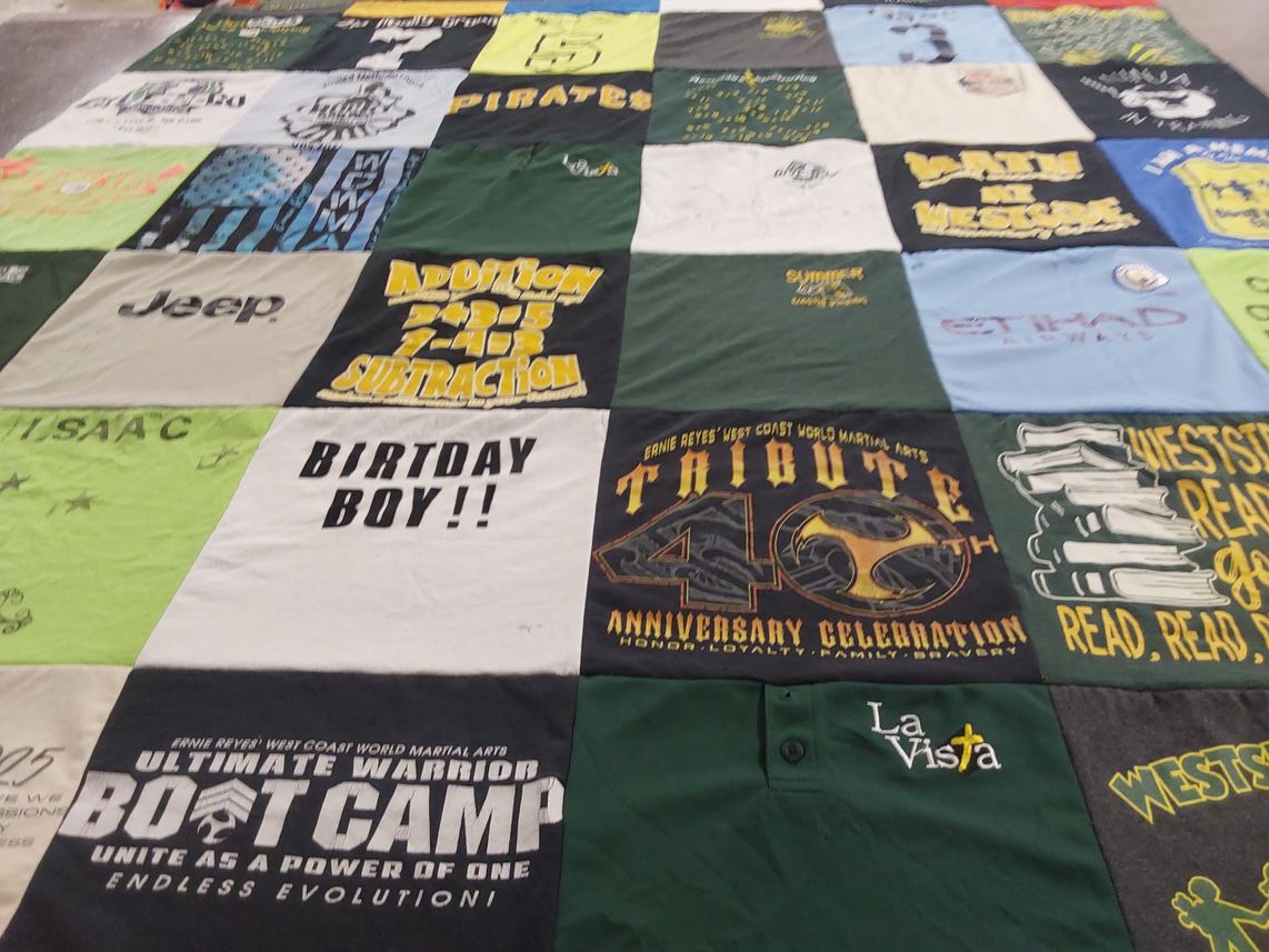 T-shirt quilt from la vista high school by Katrina from NM
